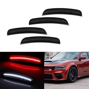 CHARGER SMOKED LED SIDE MARKER LIGHTS FRONT WHITE & REAR RED FOR DODGE 2015 2016 2017 2018 2019 2020 2021 2022 2023 Replace OEM 68214404AA, 68214405AA, CH2551133, CH2550133