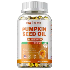 Buporai Vegetable Glycerin Capsules 120 Capsules, made with natural cold-pressed pumpkin seed oil, for hair, joint, and gastrointestinal health.