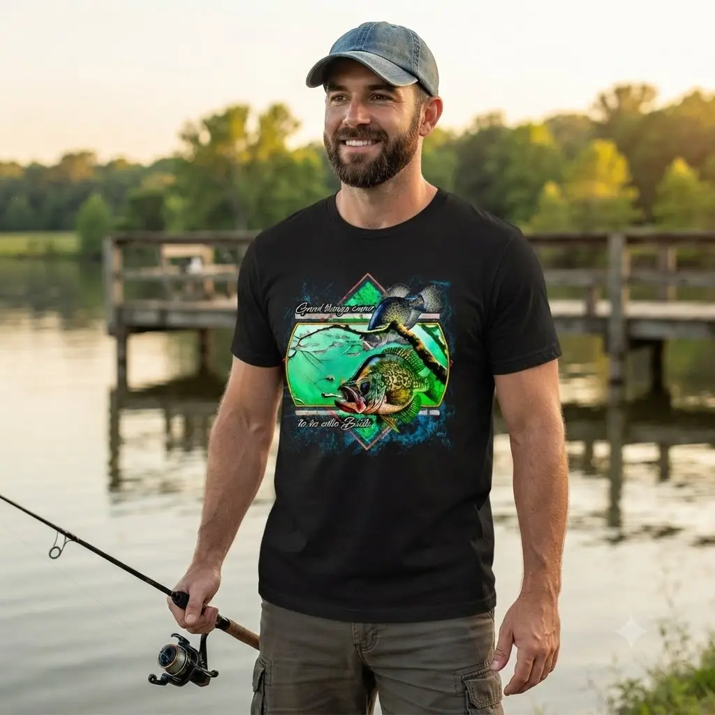 Crappie Day T-Shirt, Funny Crappie Fishing Graphic Tee, Vintage Angler Shirt, Fisherman Gift, Lake Fishing Apparel, Outdoor Sports T-Shirt for Men and Women