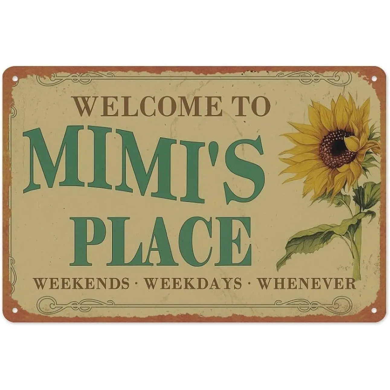 Vintage Tin Sign, "Welcome To Mimi'S Place" Metal Tin Sign Wall Decor Funny Vintage Tin Sign Poster For Cafe Bar Restaurant Supermarket Shop