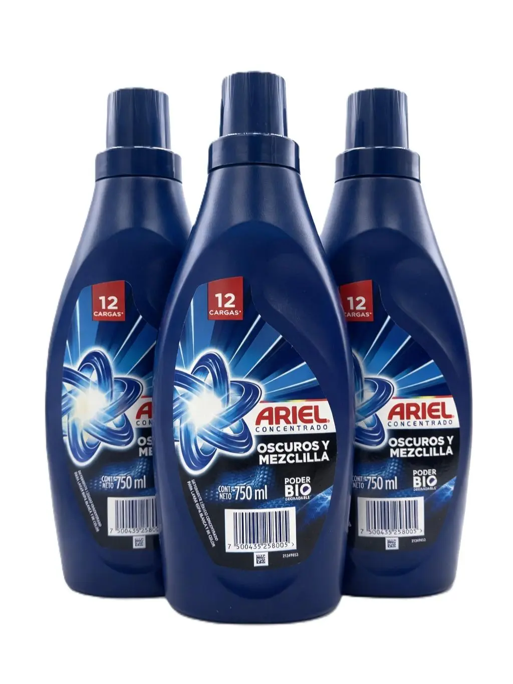 Detergente Ariel Líquido 750ml | Oscuros y Limpieza Profunda | 12 Cargas (pack 3) Laundry Powder Laundrydetergent