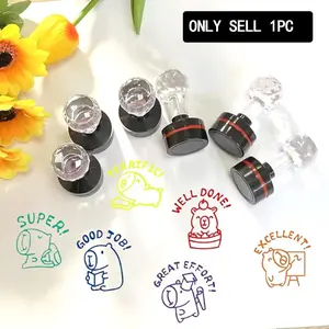Round Teacher Behavior Stamp, 1 Count Colorful Teacher Behavior Stamp, Automatic Ink Stamp, Office Stationery & Supplies