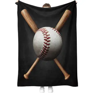 Baseball Blanket Sports Gifts for Men Women Kids Teen Boys Girls Birthday Christmas Halloween Easter Father's Day Dad Husband Son Boyfriend Classmates Teammates Gift Throw Blankets 50"x60", Printed on One Side with a Plain White Back, Halloween Thanksgivi