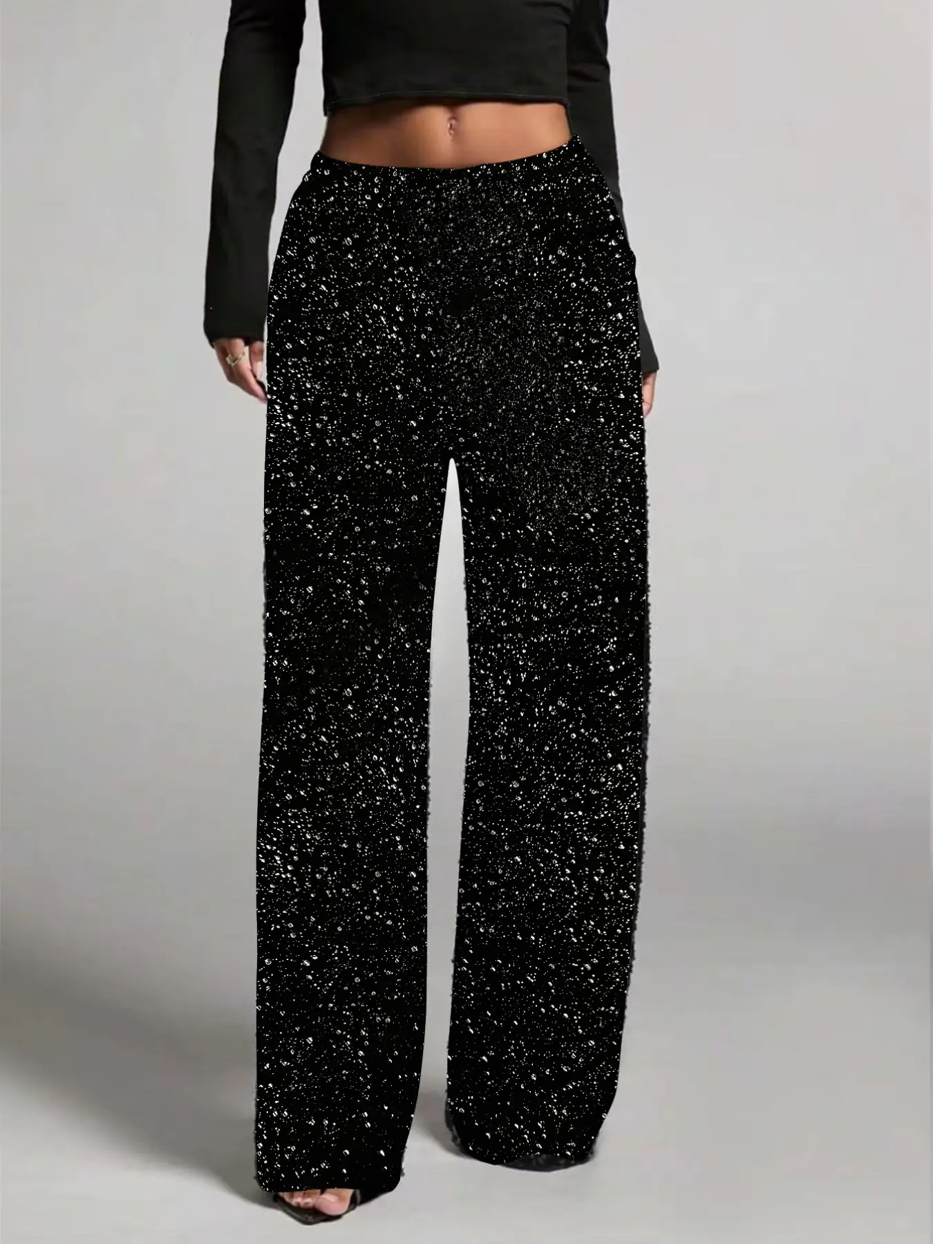 Women's Starry Sky Pattern Wide Leg Pants, Comfortable Daily Wear, Loose Fit Slimming, Easy to Match, Casual