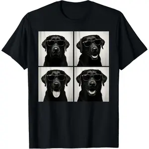 100% Cotton Funny Labrador Dog Lover Cute Black Lab Photo Booth T-Shirt