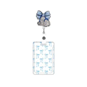 Bow Medical ID Badge Holder, ID Card Holder, Retractable Badge Reel with Rotating Clip, Personalized Work Label Badge Stand, Office ID Protector, Nurse Badge Reel, Nursing Badge Reel, Badge Reels Retractable