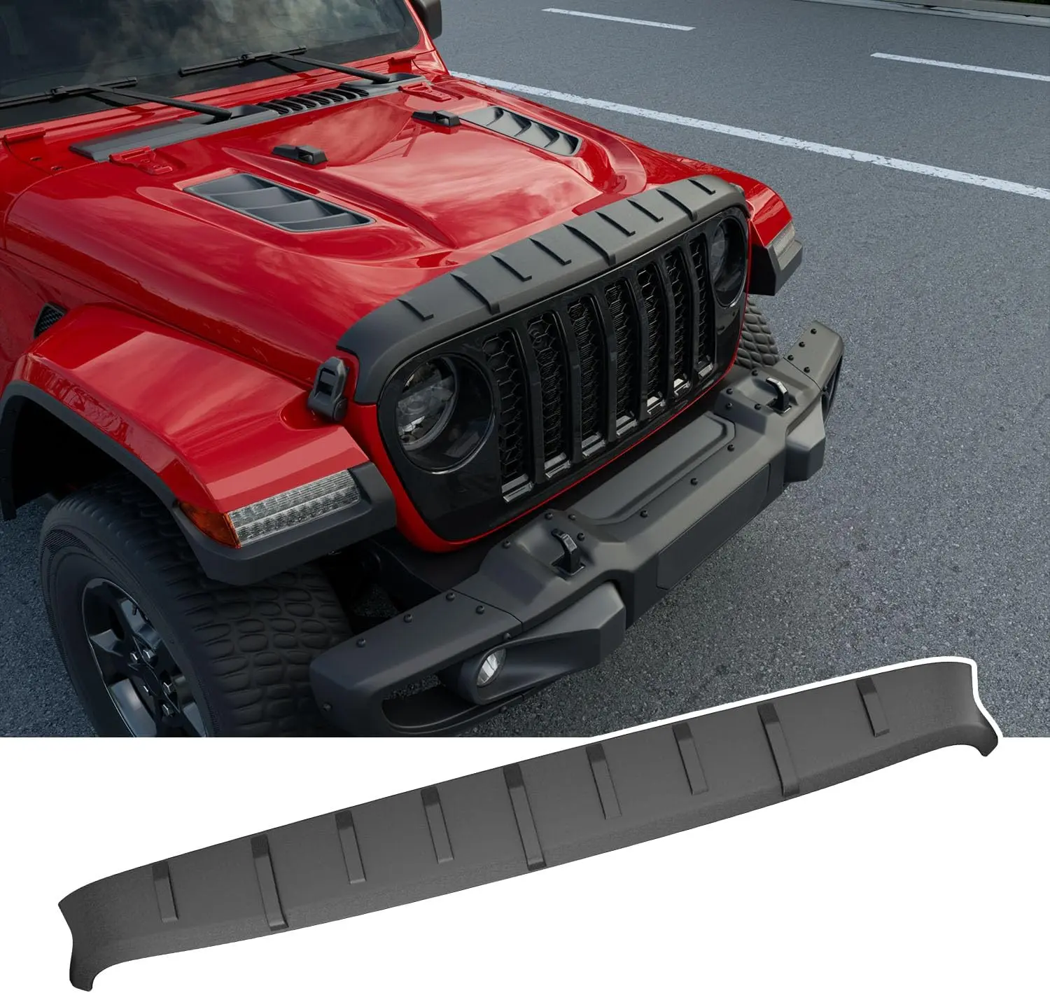 [Fits 20-26 Gladiator JT] Hood Protector Compatible with 2020-2026 Jeep Gladiator JT Shield 2018-2026 Wrangler JL Polyether Hood Deflector Replacement for 2020-2026 Jeep Gladiator JT Accessories