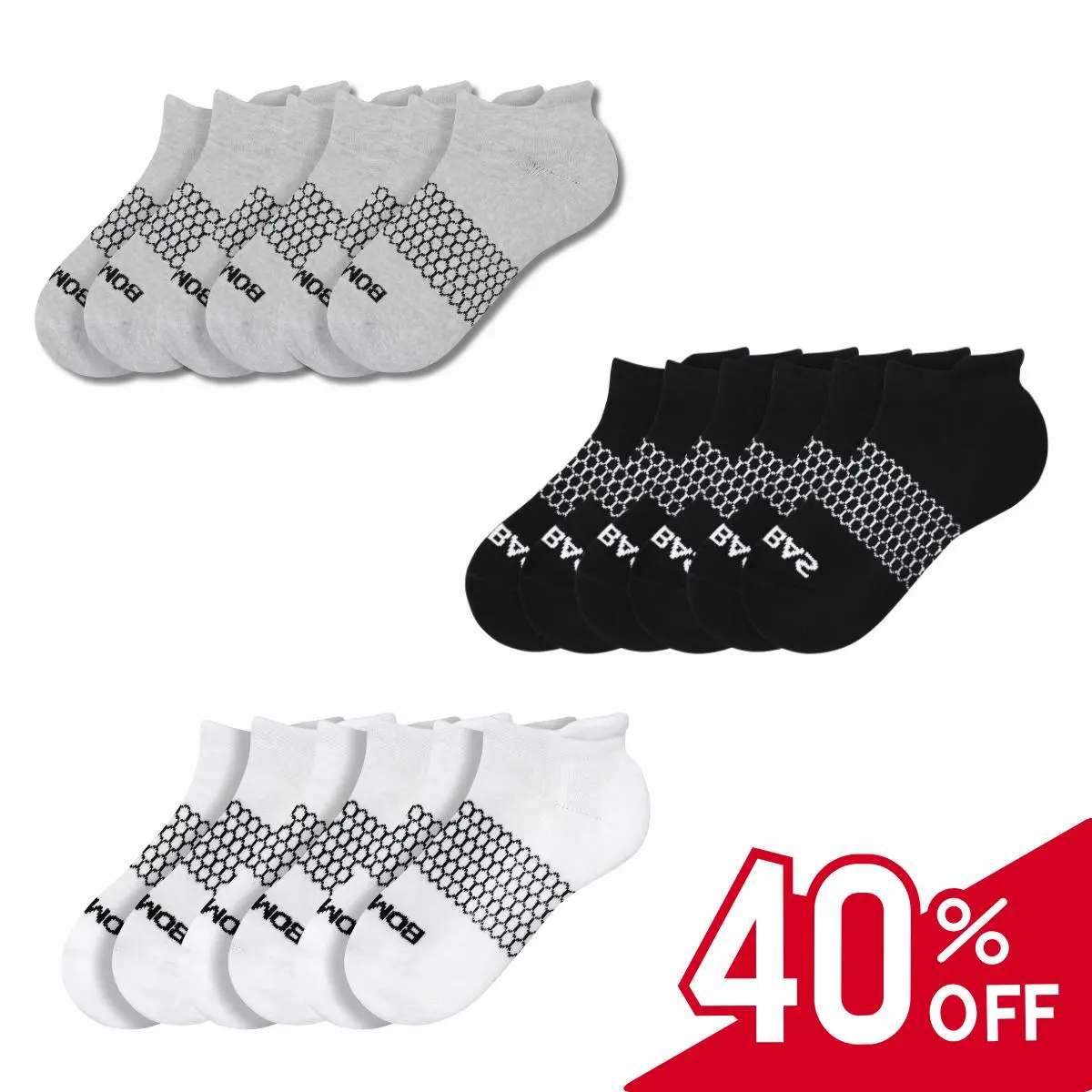 3 Pairs BB Ankle Socks for Women & Men Honeycomb Comfort Seamless Toe Breathable Cotton Compression Fit Color Block Unisex Running Socks Size S M L
