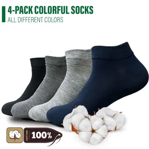 Unisex Cotton Ankle Socks - 4-Pack for Gym Running & Casual Use All Different Colors 100% Cotton Socks