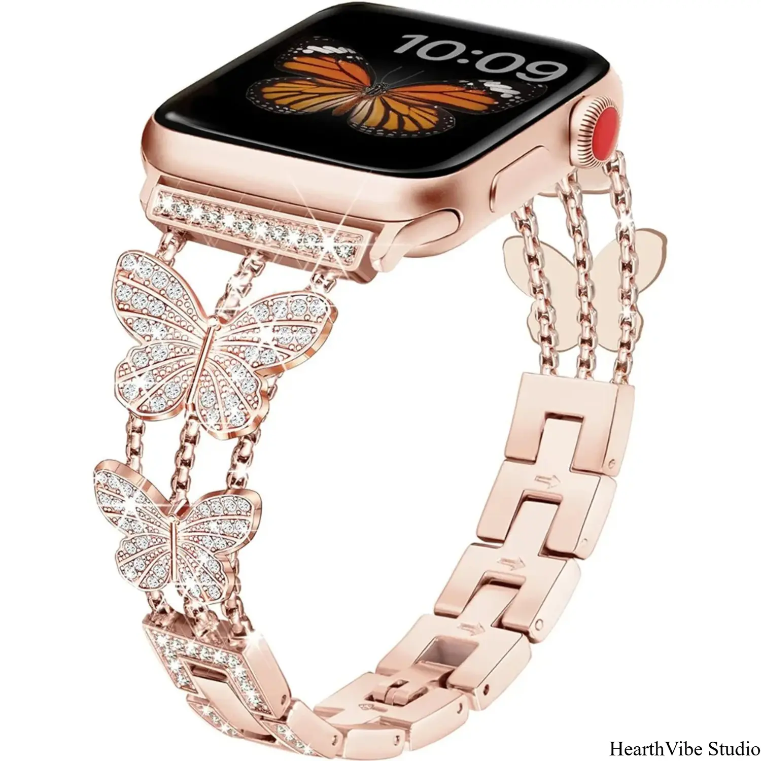 Women's Bling Diamond Metal Butterfly Strap Apple Watch Band, Compatible with 38mm/40mm/42mm/44mm/41mm/45mm/49mm Iwatch Series 9/8/7/SE/6/5, Wearable Tech Accessories,father'sdaygifts