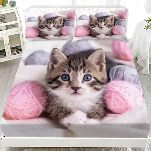 Bed Sheet Set (1 Fitted Sheet + 2 Pillowcases), Modern Style, Comfortable and Aesthetic, Suitable for Dorms and Hotels, All Seasons