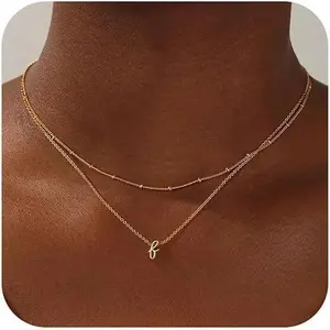 Easter Gifts - Layered Initial Necklaces for Women Girls Trendy, Dainty Gold/Silver Letter A-Z Stack Initial Necklace Birthday Gifts for Women Teen Girls Jewelry Easter Basket Stuffers