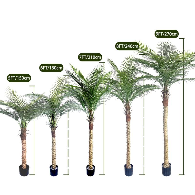 5,6,7,8,9ft Artificial palm trees, easy to assemble, suitable for indoor and outdoor home decoration, tropical palm tree courtyard swimming pool layout.(set of 2)