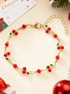 Women's Sweet Cherry Bracelet, Colorful Fruit Series Jewelry Accessory, Versatile Easy to Match Fashion Handwear for Daily Wear, Jewelry Gifts