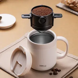 Stainless Steel Coffee Filter, 1 Count Paperless Coffee Funnel Filter, Portable Pour Over Coffee Dripper, Coffee Making Tool, Kitchen Gadgets, Detachable Bidirectional Filter, Kitchenware