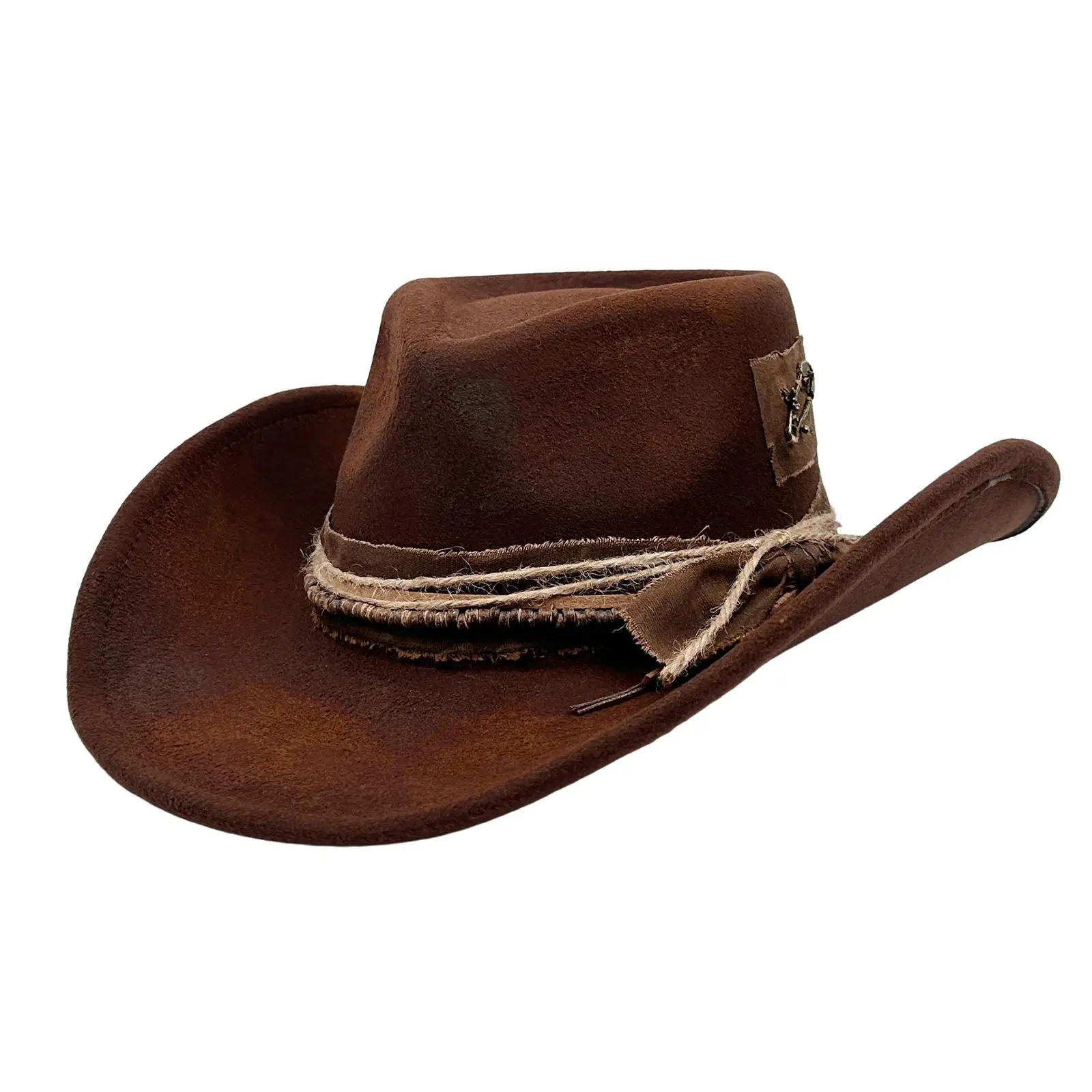 OIDEA Unisex Cowboy Hat, Vintage Faux Suede Wide Brim Fedora with Fringe Detail for Festivals, Travel & Outdoor Wear, Braided Band, Cowboy Accessories, Fringer Detail