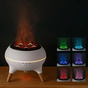 Simulation Flame Design Air Humidifier, Colorful Ambient Light Aroma Diffuser with Remote Control, Desk Aromatherapy Humidifier for Bedroom, Room, Office