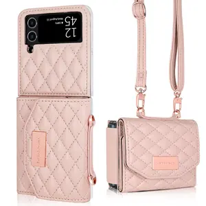 JTL VIETAO Z Flip 7 Leather Wallet Phone Cases With Cross body Strap, Gilrs Purse Phone Case For Samsung Galaxy Z Flip 6 5 4 3, Pink