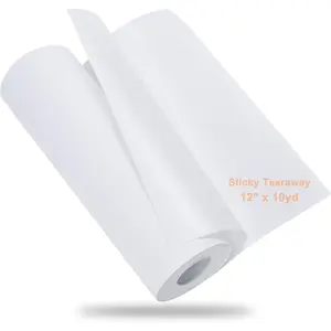Sticky Self-Adhesive Tear Away Embroidery Stabilizer Backing 12" x 10 Yd roll - Medium Weight for Napped Fabric & Hoop Less Embroidery