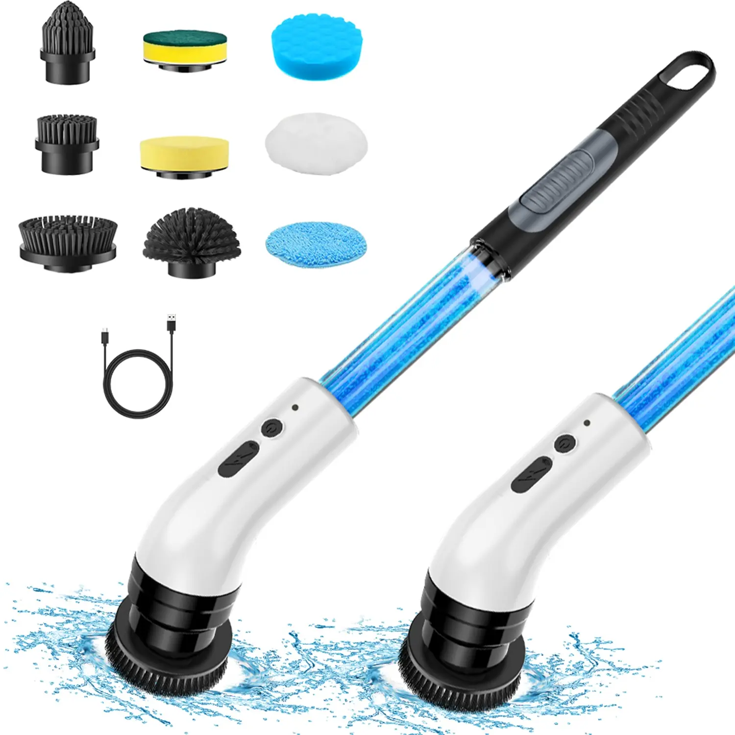 Electric Rotating Washer with Battery Display, Cordless Shower Cleaner, 9-In-1 USB Rechargeable Brush, Handheld Cleaning Brush, Bathroom Tile Floor Home Cleaning Tool, USB Rechargeable Scrubber
