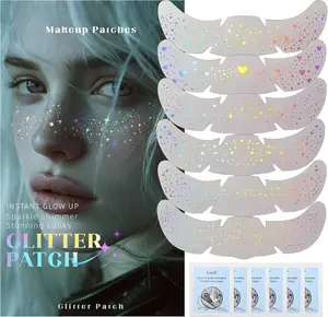 6 pcs Holographic Glitter Freckles Face Tattoo, Waterproof Sparkle Body Glitter Speckles Patches for Women, Cute Star Glitter Stickers Temporary Tattoo Makeup Accessories for Festival Rave