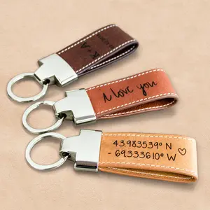 Large Everyday Leather Loop Keychain, Personalized Handwriting, Name, Date, Initials Large Key Ring, Custom Leather Accessories, Engraved Gift for Men