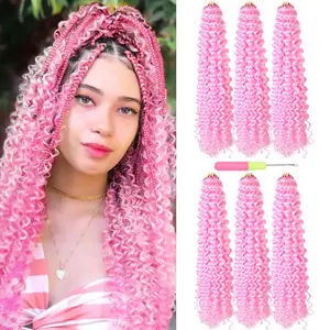 VITORISH Curly Crochet Hair 22Inch 6Packs Ocean Wave Braiding Extensions Long Synthetic Deep Wave for Black Women T27 No Knots Lightweight Soft