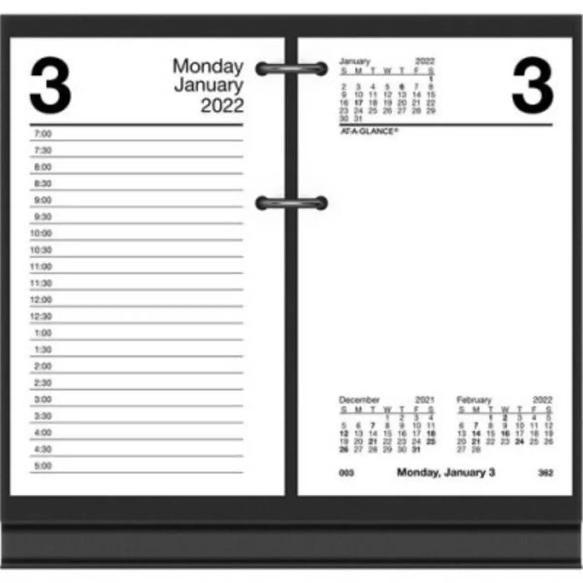 AT-A-Glance Standard Size Daily Calendar Pocket Refill - White, 1 Day Format, Julian Dates, Hole-Punched, Dated Planning Page, Detailed Appointment Schedule, Reference Month View, Daily Use