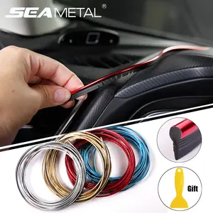 SEAMETAL 5/10M Car Interior Moulding Trim Strips Anti Scratch Dashboard Gap Fillers DIY Flexible Line for Car Styling Accessorie
