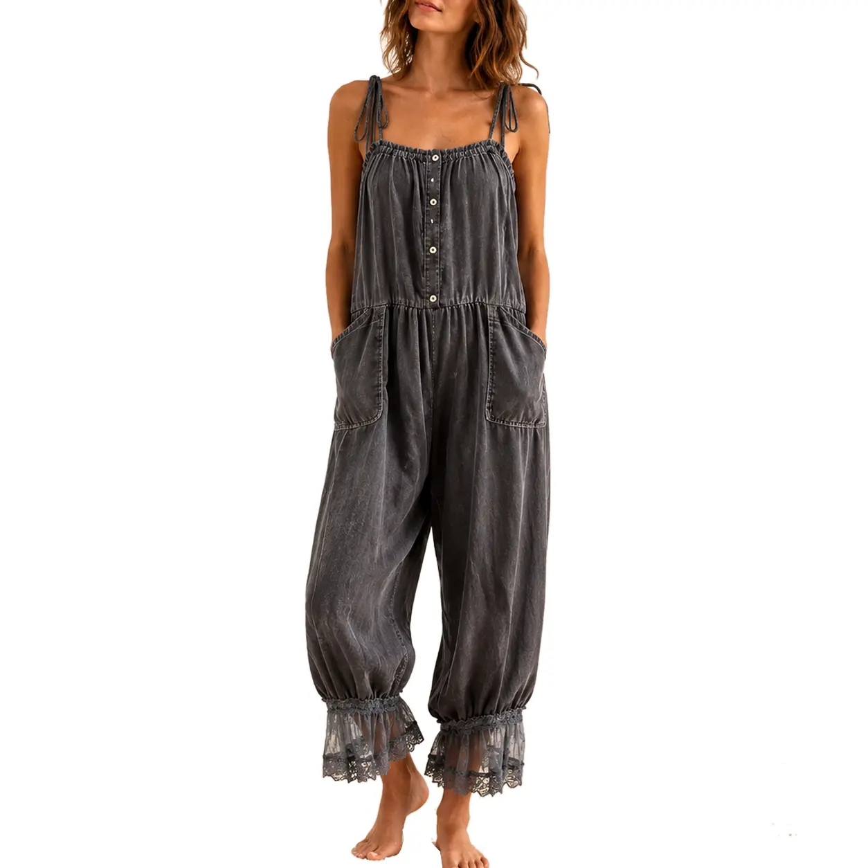 Women’s Loungewear Set Washed Tencel Cotton Casual Lazy For Daily Wear Home Beach Outing