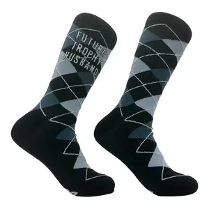 Men's Future Trophy Husband Socks Funny Sarcastic Graphic Novelty Footwear for Men Funny Graphic Socks Comfortable Fitted Spandex Cotton