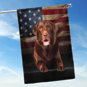 Flagwix Patriot American Dog Flags - Chocolate Labrador American Double Sided Flag - Decorations For Home, Outside, House Flag 30x40 Heavy Duty Canvas, Decorative Indoor Outdoor Flag