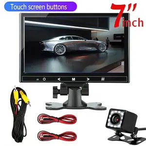 17.78cm Touch Keys Monitor + 12 LED Reverse Camera Kit, Rear Camera Monitor, for Trailers, Forklifts, Harvesters, 12-24V Night Vision, with Parking Guide, Color Display, Battery-Free, Universal Fit for Truck, Trailer Backup Camera