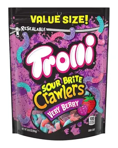 Trolli Sour Brite Crawlers, Very Berry, Sour Gummy Worms, 28.8 Ounce Resealable Bag