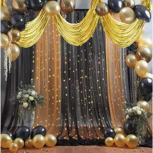 2 count Metallic Foil Ceiling Fringe Curtains for Birthday Wedding Bridal Shower Party Decorations  Decor 14.7ft ()