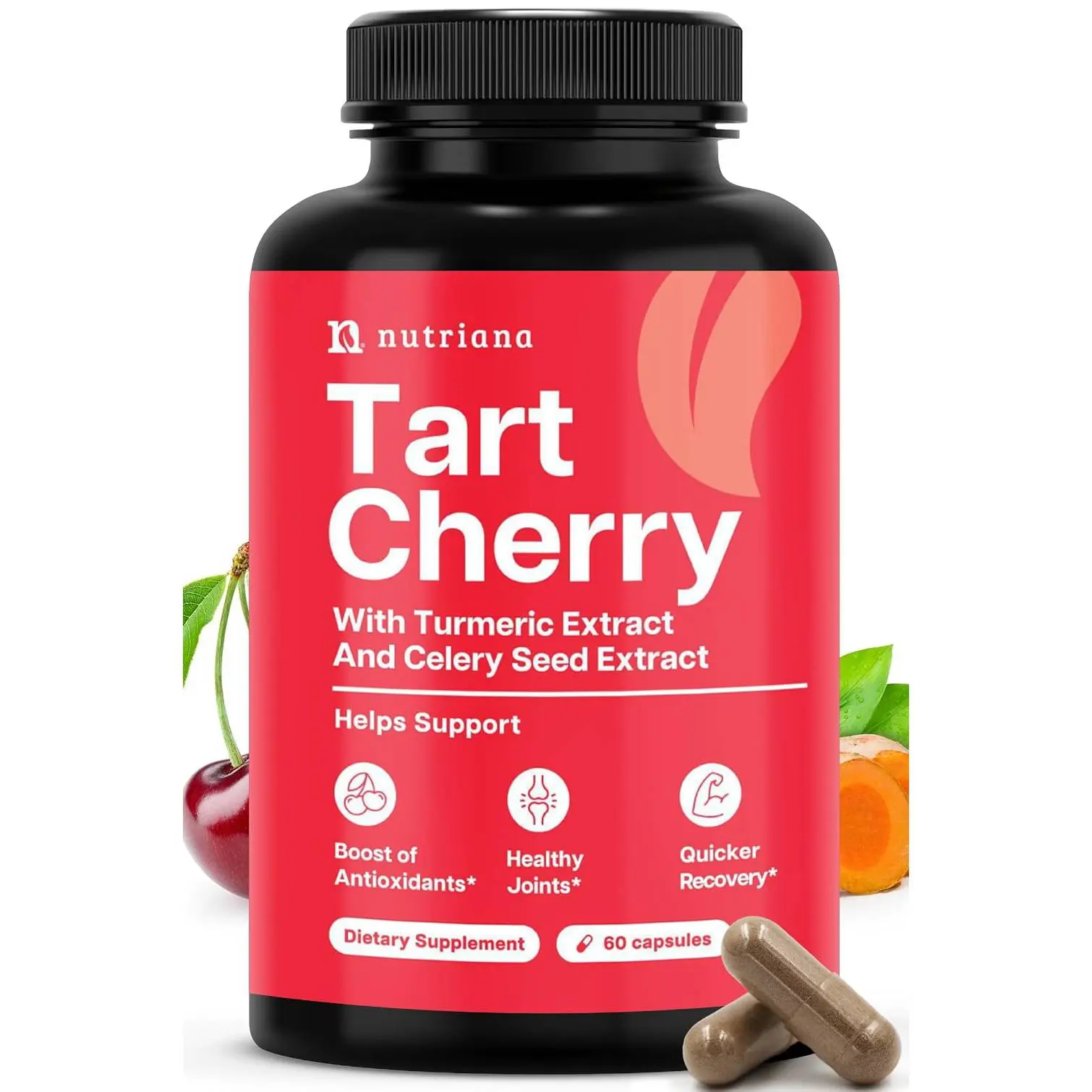 Ultra High Strength Tart Cherry Extract Capsules with Turmeric & Celery Seed for Feet & Joint Support Uric Acid Flush Cleanse & Purge Pills, 60 Veggie Capsules Manufactured in USA