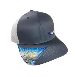 Redfish Tail on Grey Snapback Trucker Hat for All Ages - Unisex Fit and Adjustable Comfort