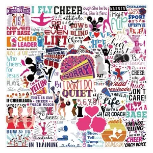 50 Pack of Cheerleading Stickers and Decals - Waterproof, Removable and Fade Resistant - No Duplicates