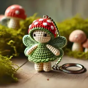 Fairy Keychain Crochet, Fae Crochet, Tiny Forest Sprite Amigurumi DIY, Beginner Crochet Projects Small, Cute Car Hanger