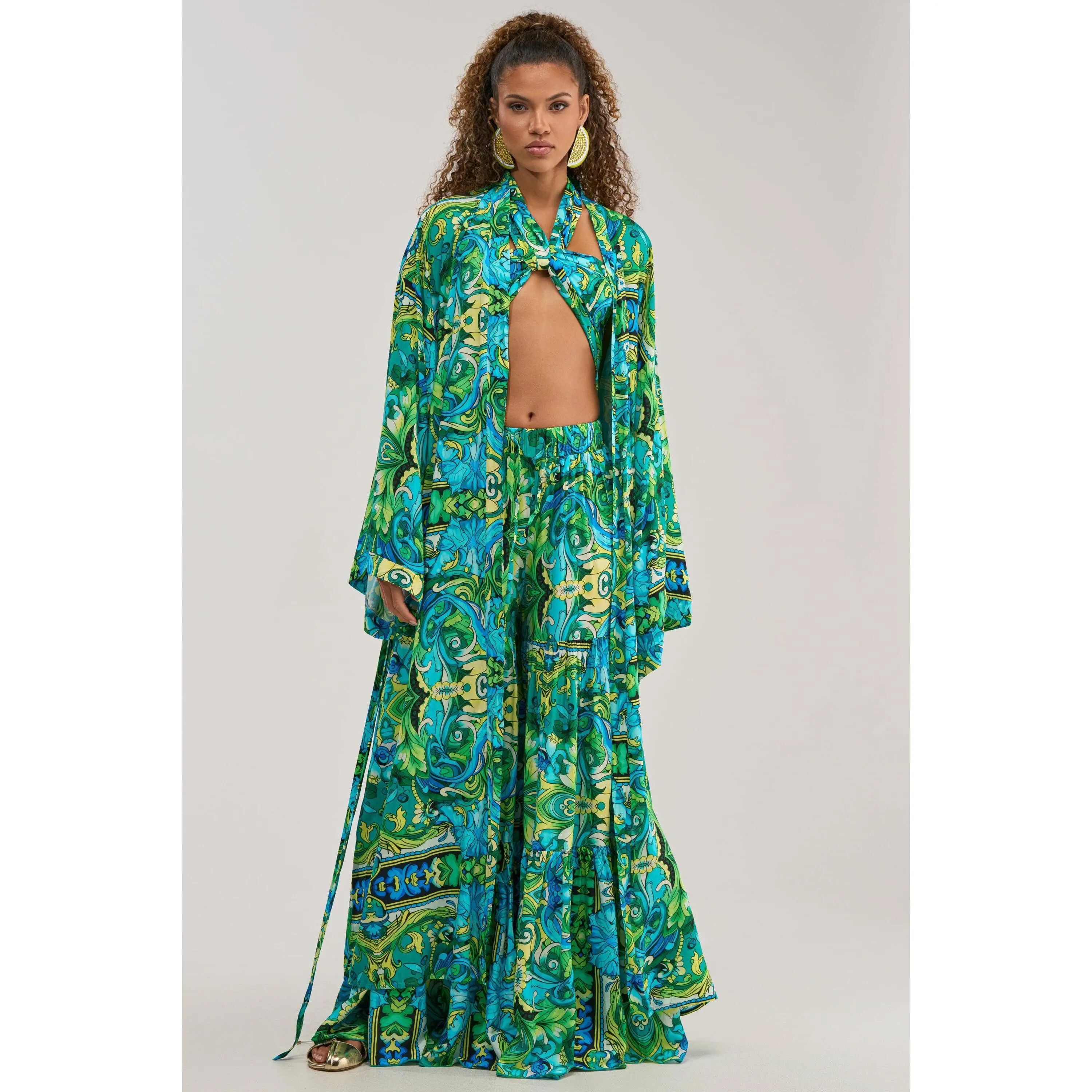INTO THE GARDEN DUSTER IN GREEN MULTI