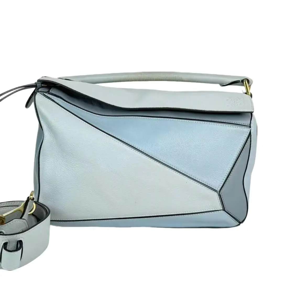 Pre-owned Loewe Leather Shoulder Bags Blue Puzzle Shoulder Bag Very Good Condition, Pre Loved Luxury Bag
