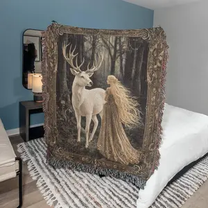 Throne of Glass Inspired Blanket, Aelin and the White Stag Tapestry Throw, Cozy Fandom Gift for Booktok & Book Lovers, TOG Fan Merch