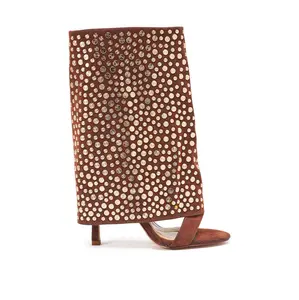 AKIRA GOLD RAYSSA BURNT ORANGE GOLD HARDWARE EMBELLISHED STILETTO SANDAL Party Footwear Women
