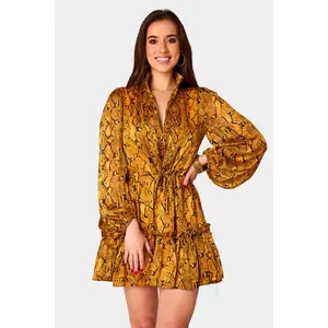 Grace Long Sleeve Short Dress - Snake Charmer