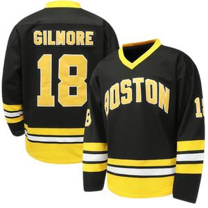 Happy Gilmore # 18 Jersey Boston Adam Sandler 1996 Movie Ice Hockey Jersey Stitched S-XXXL, 90S Hip Hop Clothing for Party Christmas Eve gifts Holiday Athletic Apparel Breathable Sports Top Athleisure Street Fit Long Sleeve