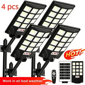 4/2 Pack Outdoor Solar Street Light, 6500K Super Bright LED Solar Wall Light - Motion Sensor, Grade Outdoor Dusk to Dawn Solar Street Light, Outdoor Solar Light with Motion Sensor And Remote Control, Solar Parking Lot Lights for Yard, Countryside