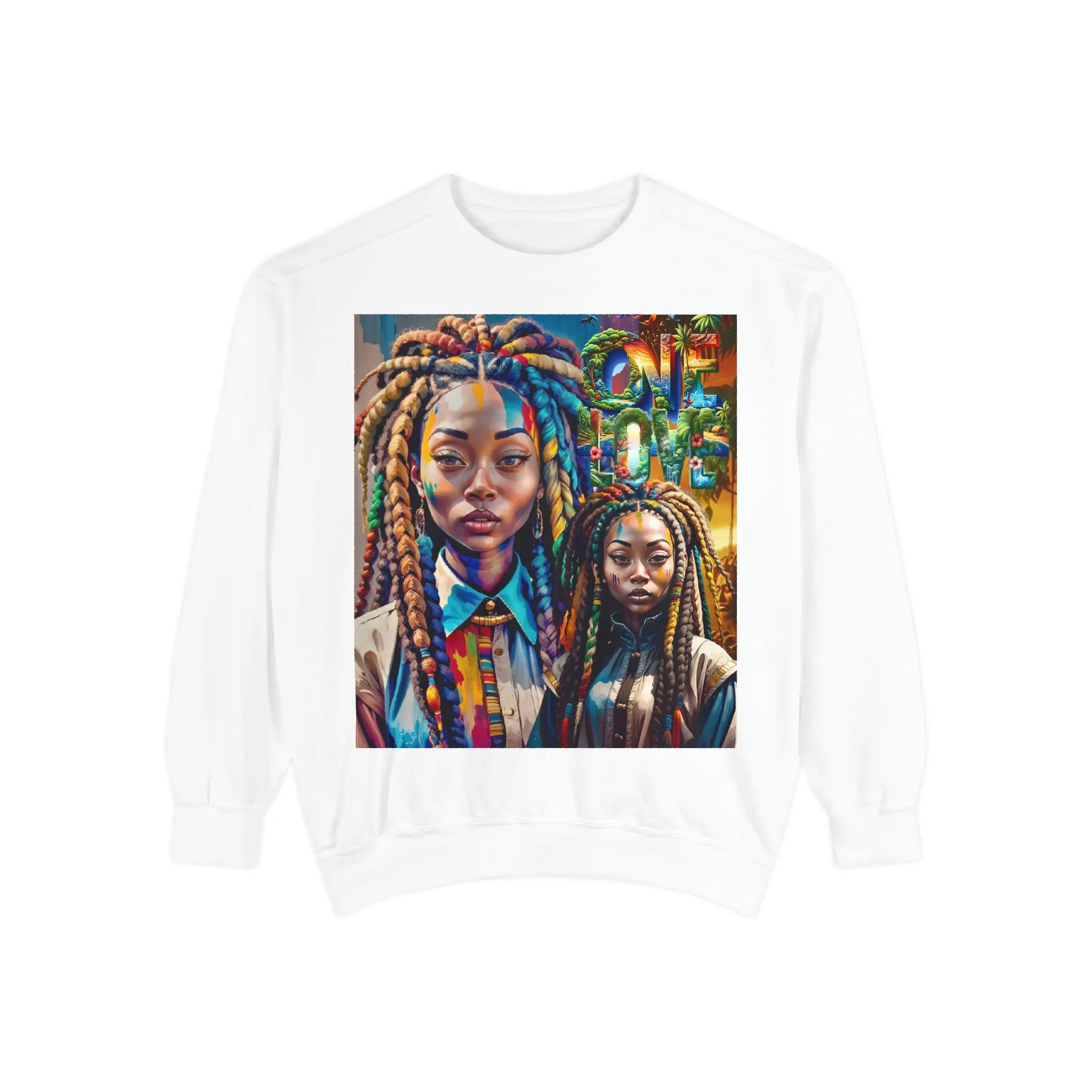 Locs Woman One Love Sweatshirt, Afrocentric Pullover, Black Woman Gift, Ethnic Apparel, Natural Hair Top, Rasta Clothing