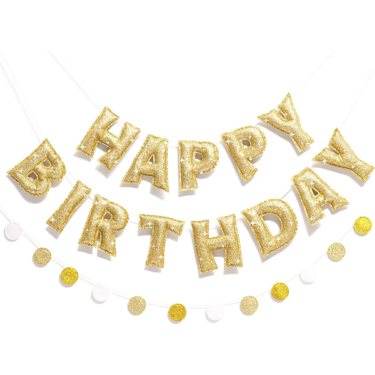 Gold Glitter Happy Birthday Banner