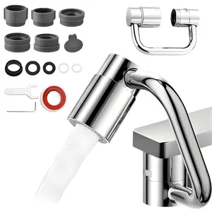 1440° Rotatable Faucet Aerator Extension, All-Angle Control, Dual Sprayer Mode Bathroom & Kitchen Faucet Attachment, Tap Head Replacement for Smart Facial Washing, 2 Spray Modes
