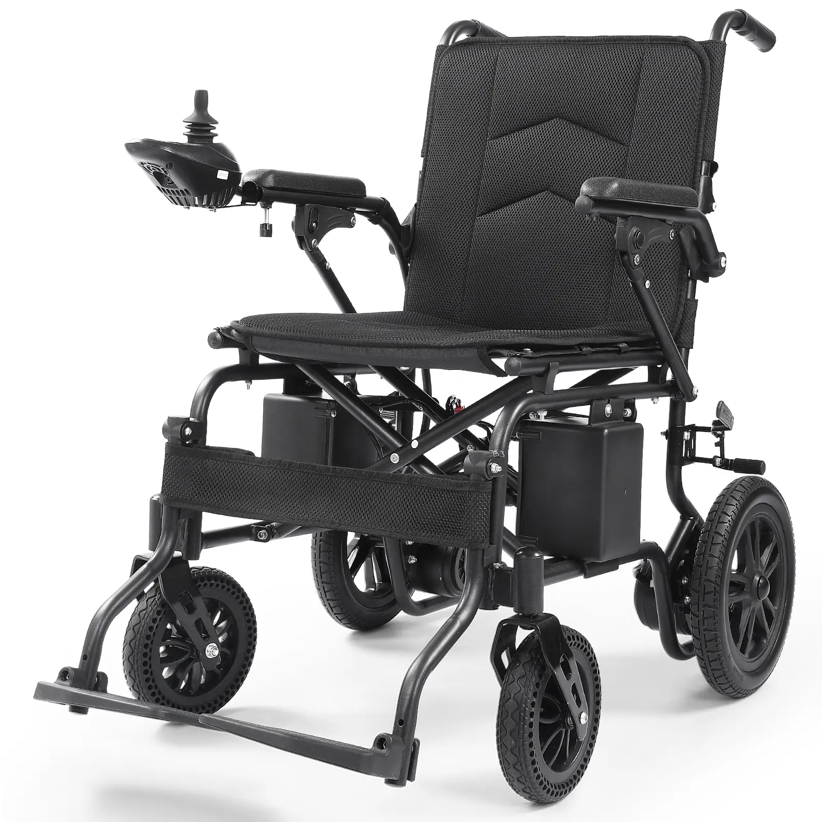 Adult Medical Electric Wheelchair with Button Controls, 500W Motor, 360-Degree Rotation, Foldable All-Terrain Design, 15+ Hr Battery Life, 300 lbs Weight Capacity, Sturdy Portable Build